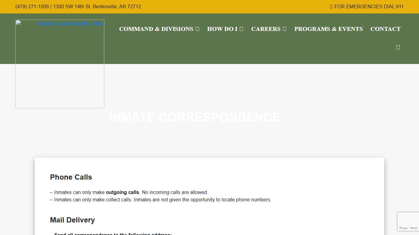 Inmate Correspondence | Benton County Sheriff's Office